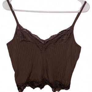 Brown y2k hippie cropped tank top